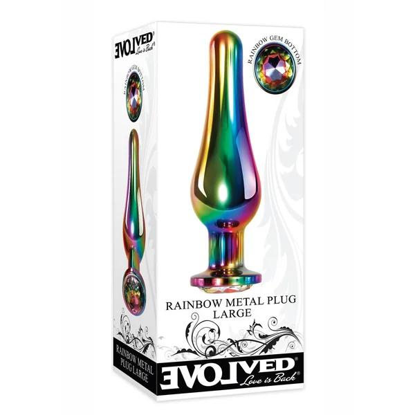Rainbow Metal Anal Plug - Large