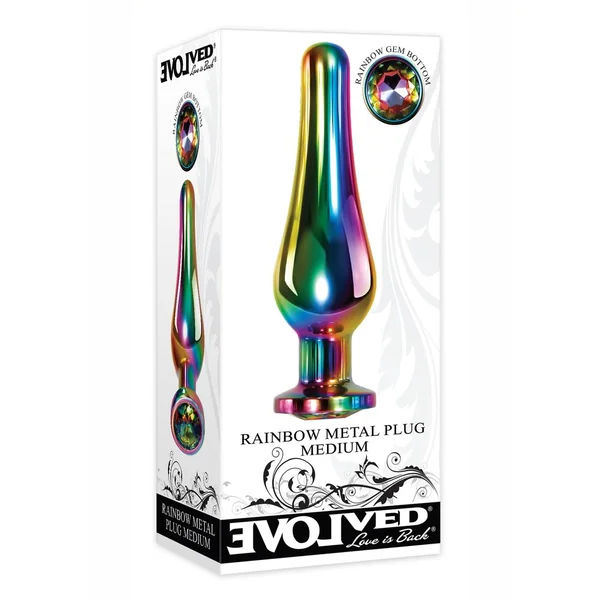 Rainbow Metal Anal Plug - Medium