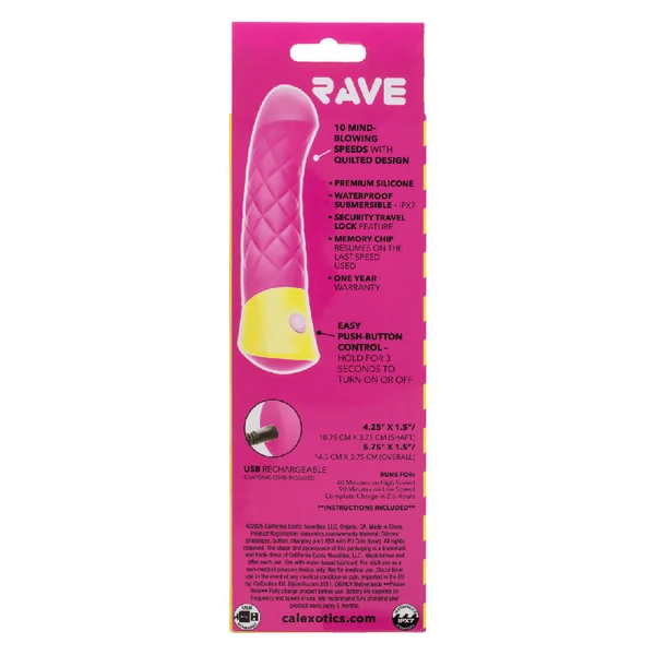 Rave Quilted G Silicone Vibrator Pink Waterproof Massager