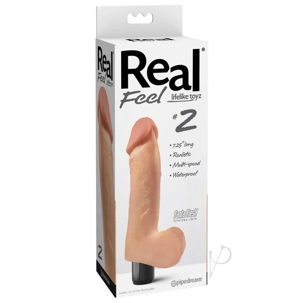 Real Feel Lifelike Toyz No. 2 Realistic Vibrating Dildo with Balls 8in - Vanilla