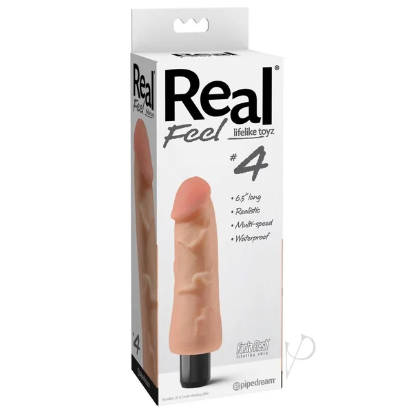 Real Feel Lifelike Toyz No. 4 Realistic Vibrating Dildo 6in - Vanilla