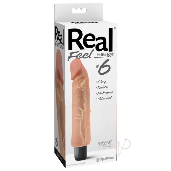 Real Feel Lifelike Toyz No. 6 Realistic Vibrating Dildo 8in - Vanilla