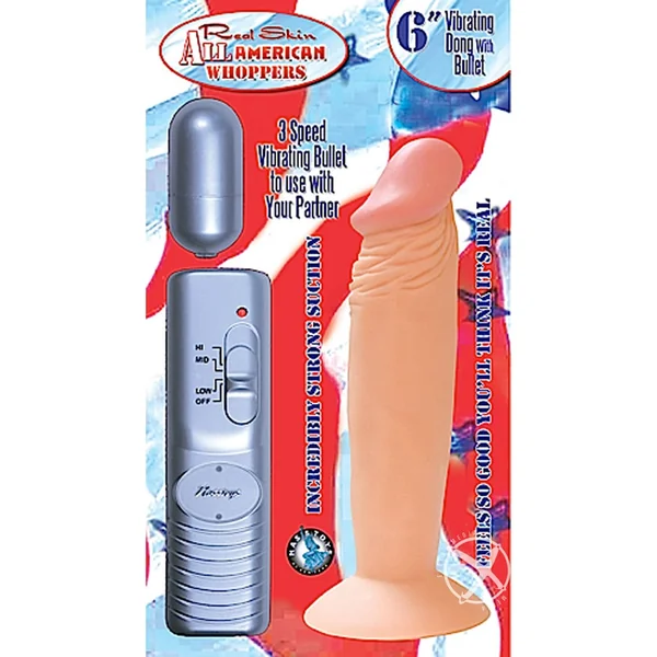 Real Skin All American Whoppers Vibrating Suction Cup Dildo For Beginners 6 Inch Flesh