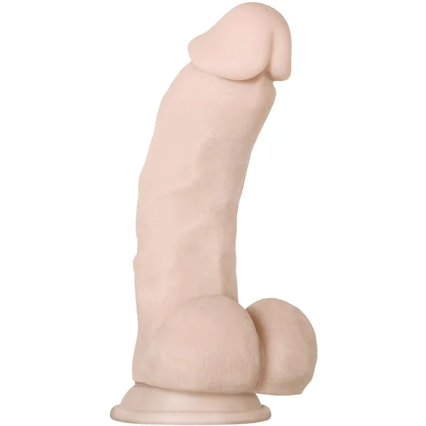 Real Supple Girthy Poseable Dildo With Balls 8.5in – Vanilla