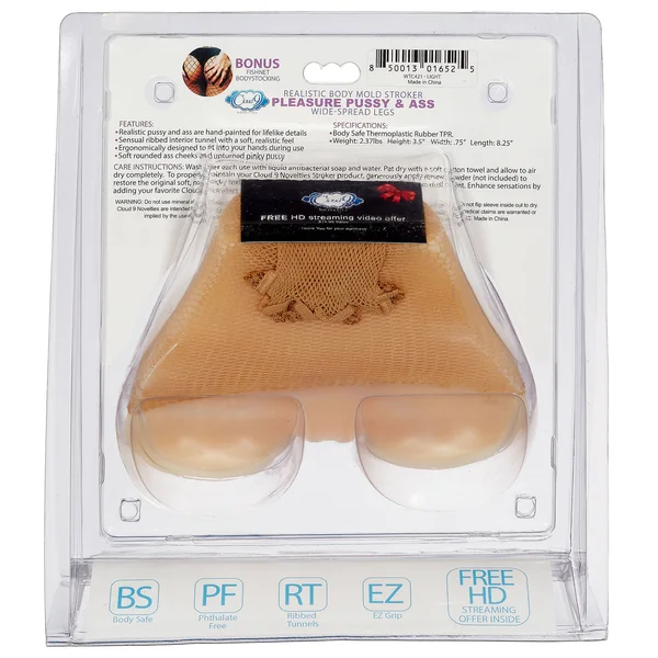 Realistic Body Mold Stroker – Pleasure Pussy and Ass Wide-Spread Legs – Light