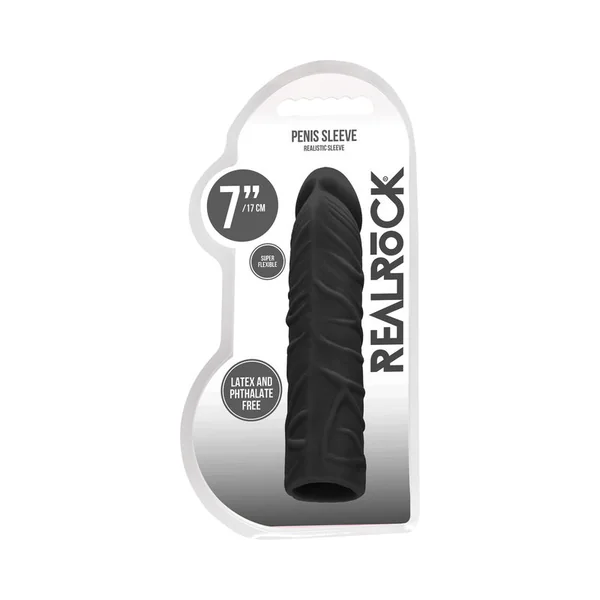 RealRock Skin 7 inches Penis Extender Sleeve Black