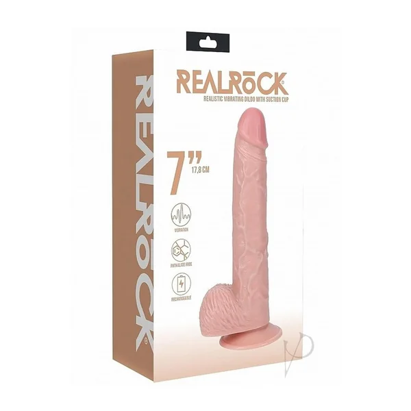 RealRock Vibrating Cock with Balls 7in - Vanilla