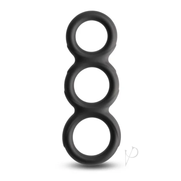 Renegade Threefold PleasureSilicone Enhancement Non-Vibrating Penis Ring Black