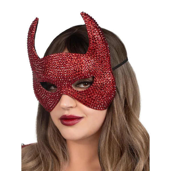 Rhinestone Devil Mask Red for Adults and Teens One Size
