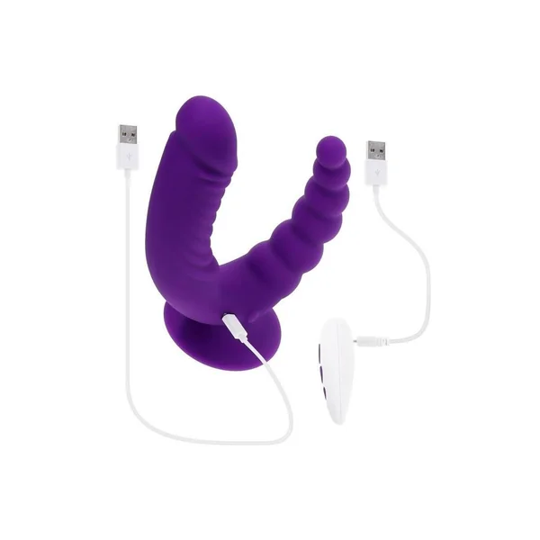 Rider Rechargeable Silicone Double End Vibrator - Purple