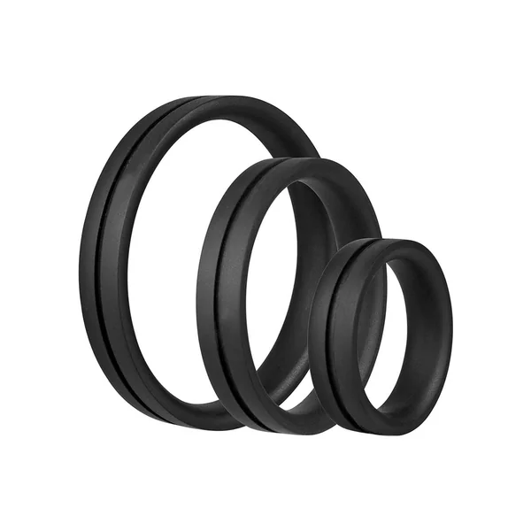 Ringo Pro X3 Silicone Cock Rings Set Waterproof Black 3 Piece Pack