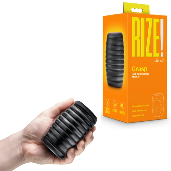 Rize Grasp Self-Lubricating Pocket Stroker Realistic Feel Masturbation Sleeve – Black