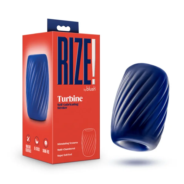 Rize Turbine Self-Lubricating Pocket Stroker Realistic Feel Masturbation Sleeve- Blue