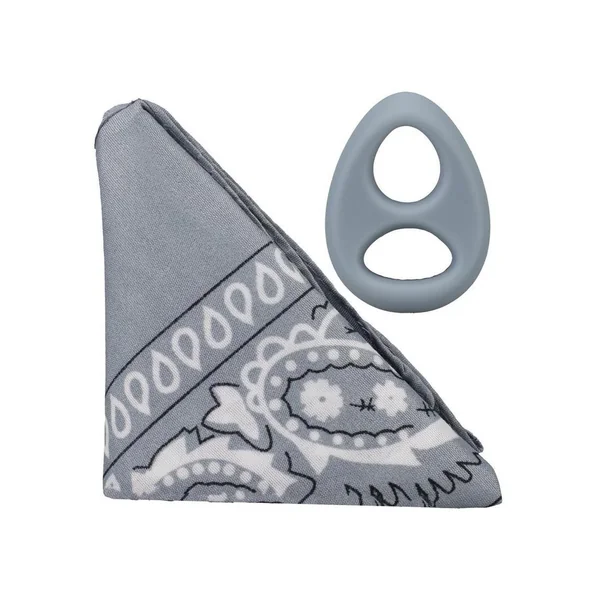 Rock Solid The Code Silicone Cock Ring with Bandana – Gray/Black