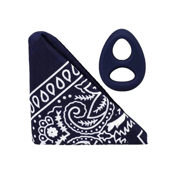 Rock Solid The Code Silicone Cock Ring with Bandana – Navy Blue/Black