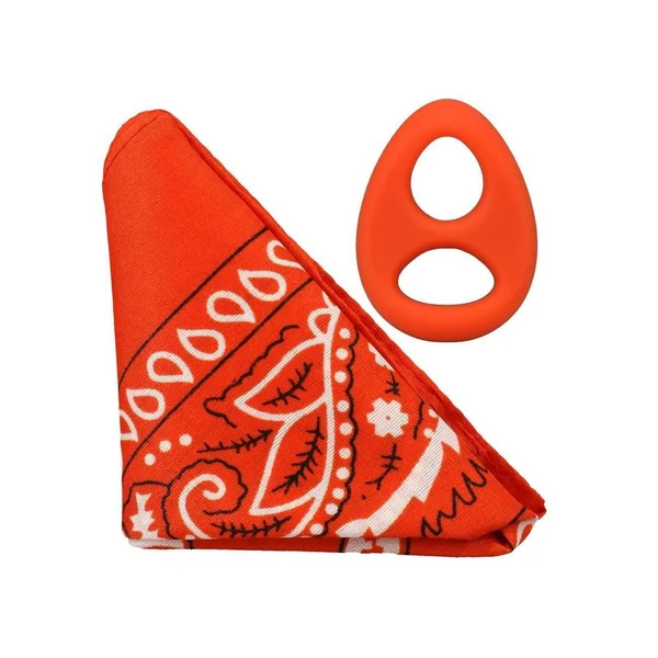 Rock Solid The Code Silicone Cock Ring with Bandana – Orange/Black