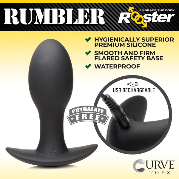 Rooster Rumbler Medium Vibrating Silicone Butt Plug