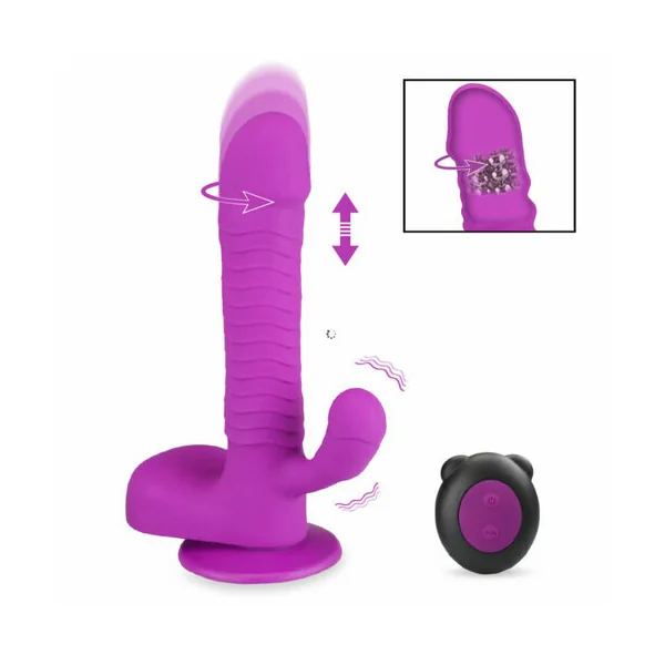 Rotating and Thrusting Suction Cup Rabbit-Style Dildo