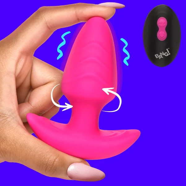 Rotating and Vibrating Silicone Butt Plug – Pink