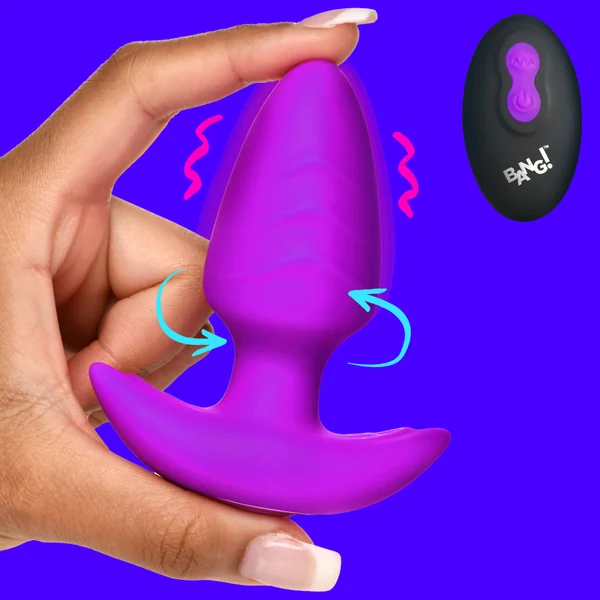 Rotating and Vibrating Silicone Butt Plug – Purple