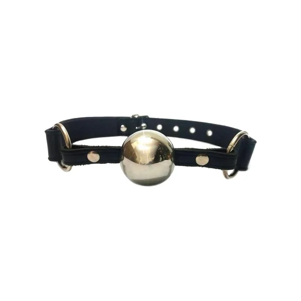 Rouge Adjustable Leather Ball Gag Black With Silver Ball