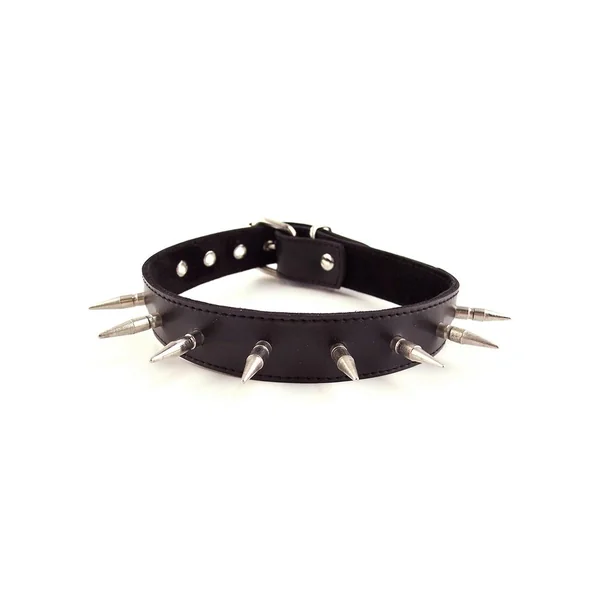 Rouge Adjustable Spiked Collar Leather Black