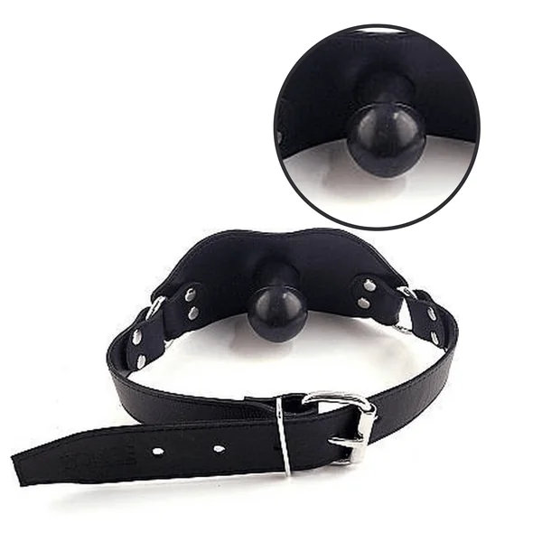 Rouge Garments BDSM Bondage Gear Strap On Leather Gag with Realistic Dick