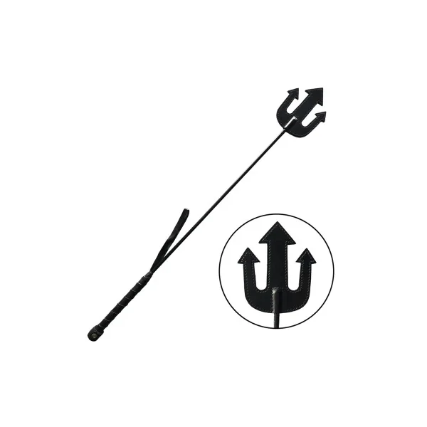 Rouge Leather Devil Riding Crop, Black