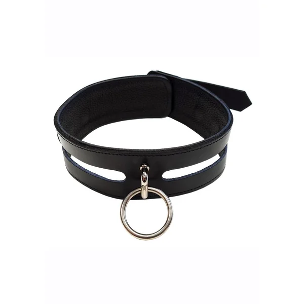Rouge Leather Fashion Bondage Collar with O-Ring