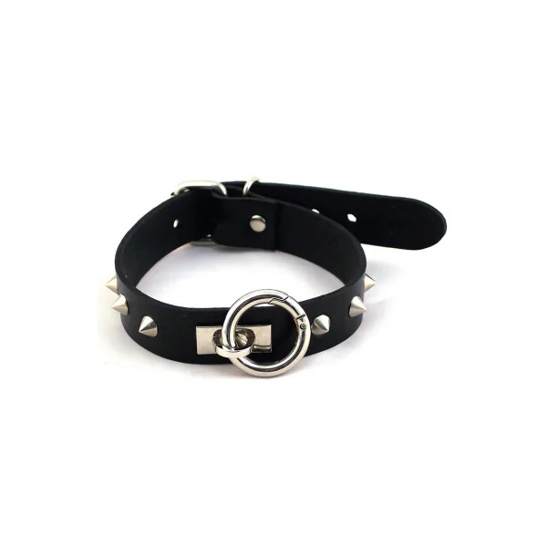 Rouge O-Ring Studded Thinner Collar, Black