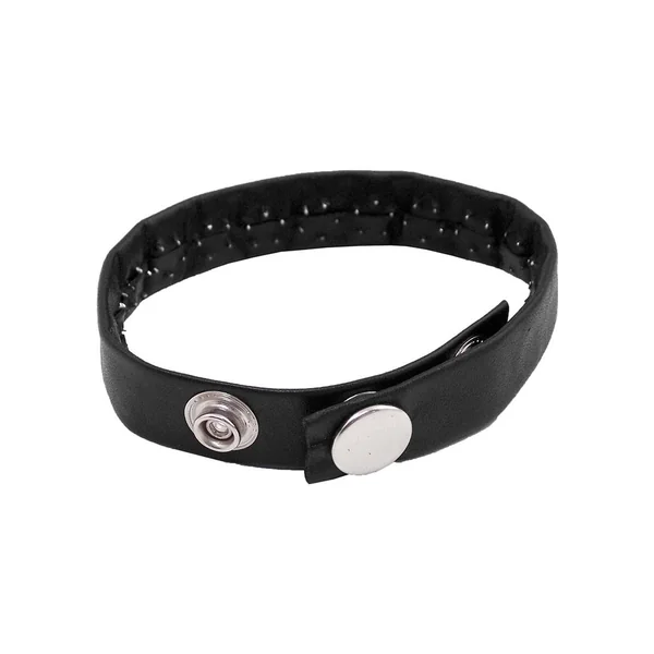 Rouge Pin Prick Cock Strap Adjustable Snap Leather Black