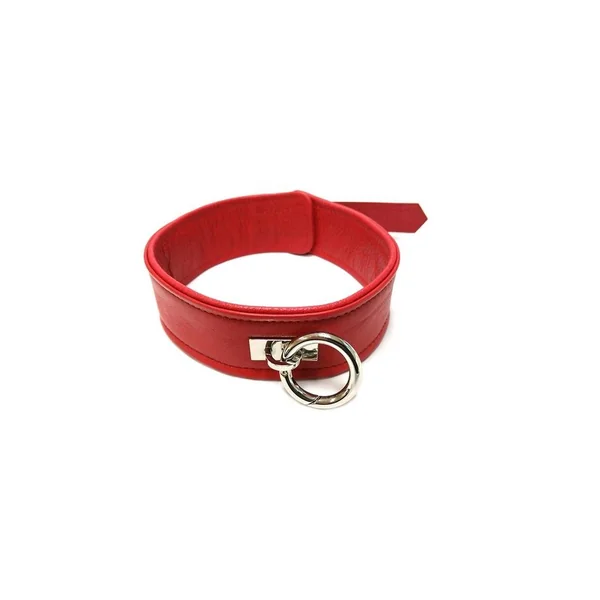 Rouge Plain Leather Adjustable Collar 1 Ring - Red