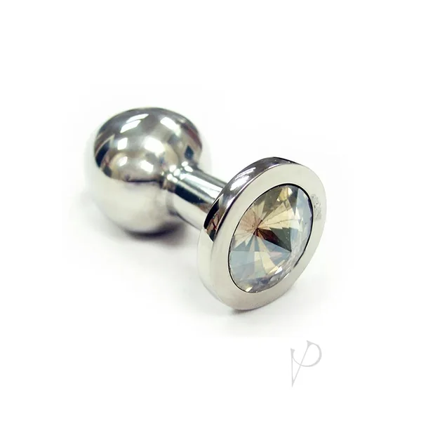 Rouge Smooth Stainless Steel Anal Plug - Small - Clear Jewel