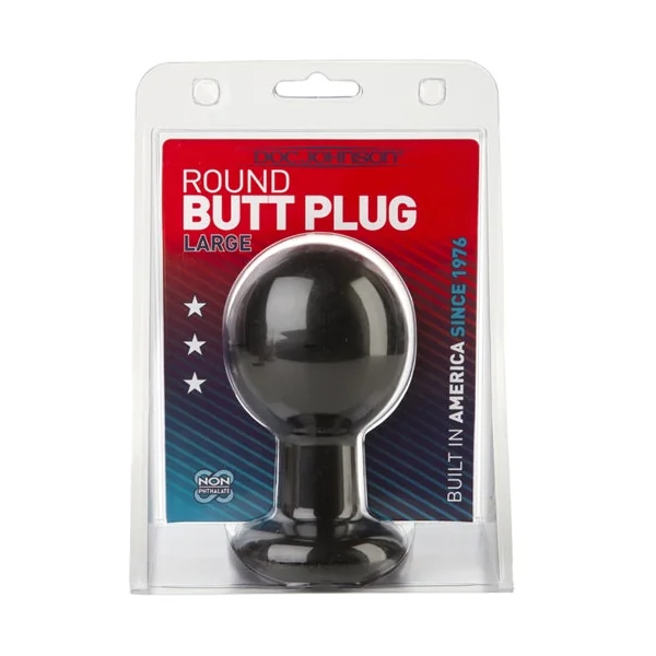 Round Butt Plug - Large - Black
