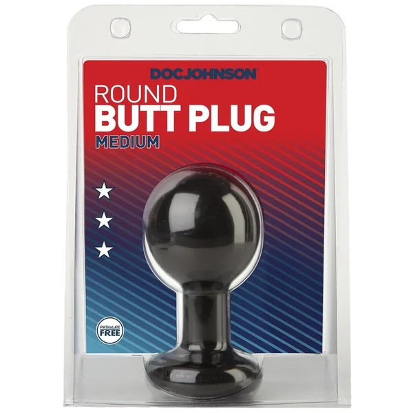 Round Butt Plug Medium 3.5 Inch Black