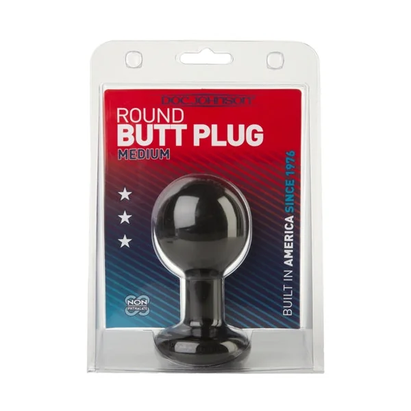 Round Butt Plug - Medium - Black