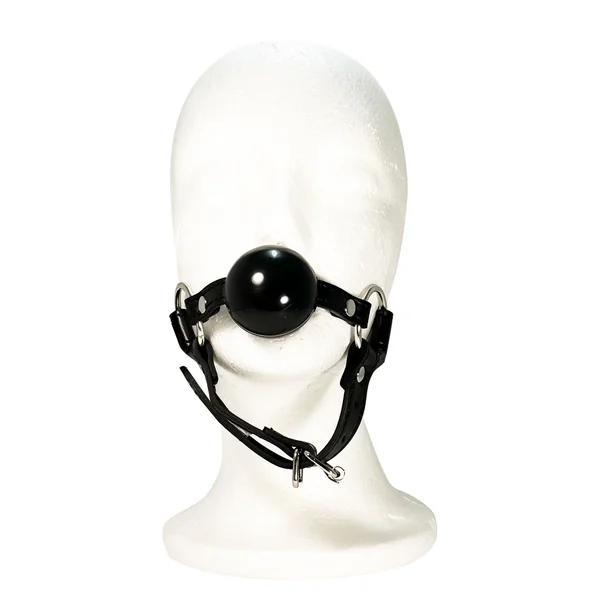 Rubber Ball Gag with Chin Strap by Fetish Pleasure Play in Black