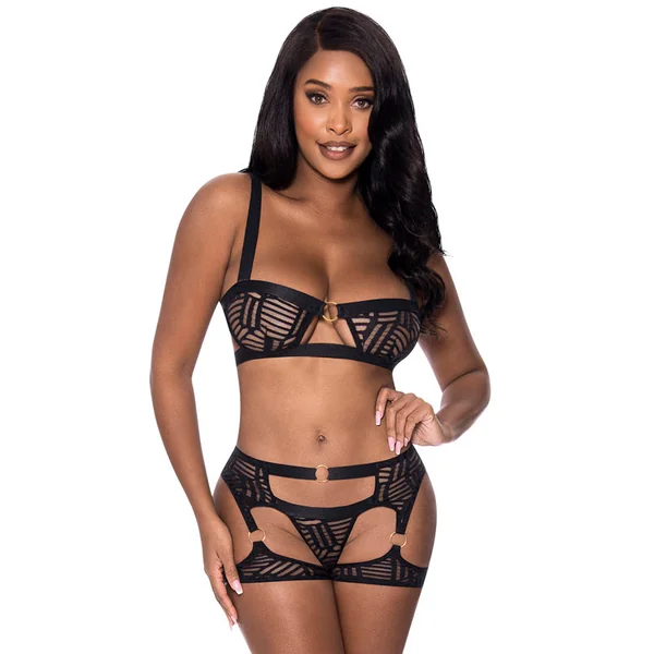 Rude Awakening Balconette Bra & Stirrup Thong Set