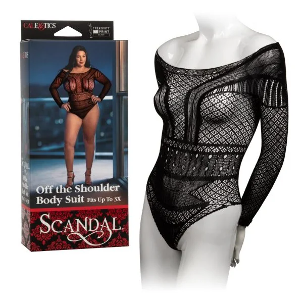Scandal Plus Size Off the Shoulder Body Suit - Black
