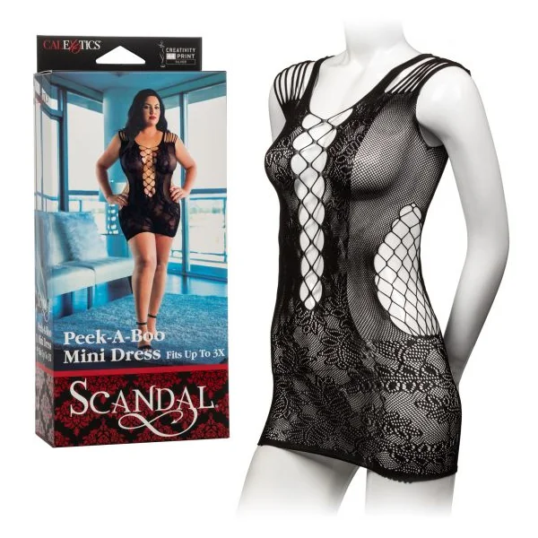 Scandal Plus Size Peek-A-Boo Mini Dress - Black