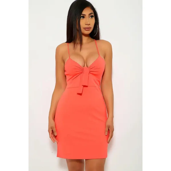 Scarlet Pink Tie Knot Sleeveless Party Dress