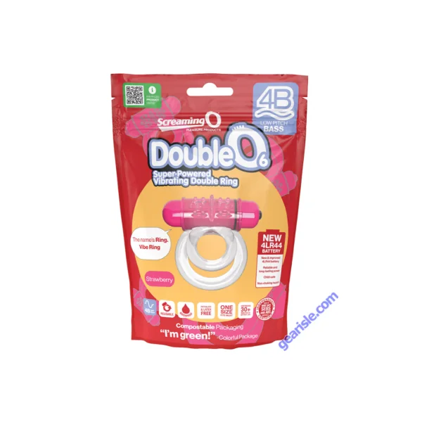 Screaming O 4B DoubleO 6 Strawberry Vibrating Cock Ring Waterproof