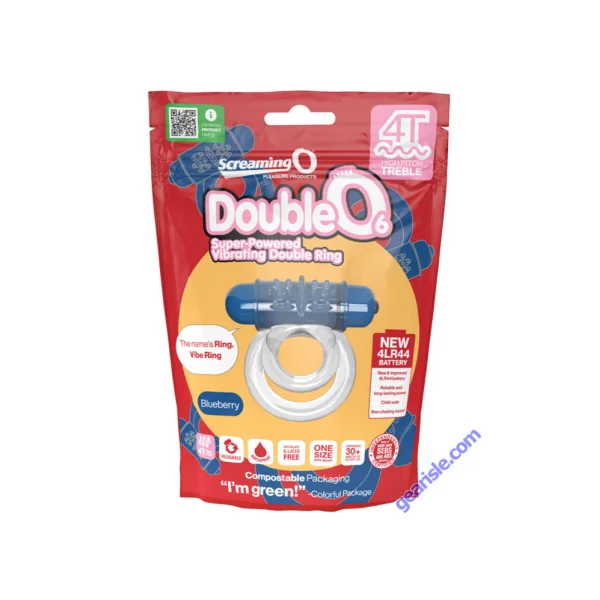 Screaming O 4T DoubleO 6 Vibrating Cock Ring 5 Speeds Blueberry Color