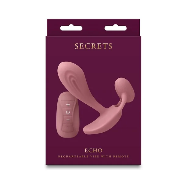 Secrets Echo Rechargeable Silicone G-Spot Vibrator with Clitoral Stimulation - Pink