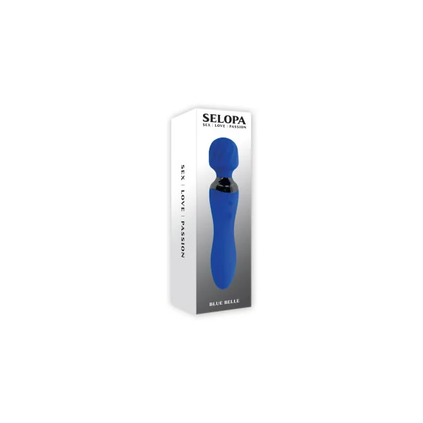 Selopa Blue Belle Rechargeable Silicone Dual-Ended Wand Vibrator, Blue
