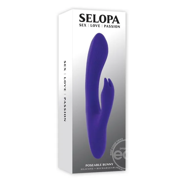 Selopa Poseable Bunny Rechargeable Silicone Rabbit Vibrator - Purple