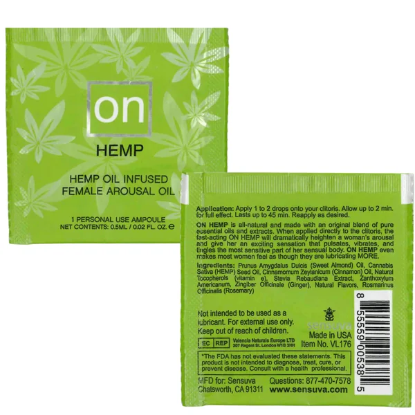 Sensuva ON Hemp Oil Infused Female Arousal Oil Sexual Enhancer – Foil 0.5ml