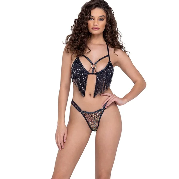 Sequin Fishnet Thong Back Bottoms