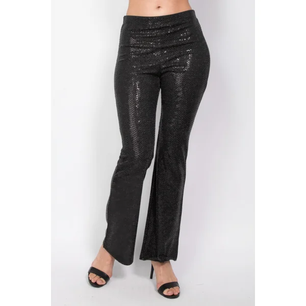 Sequined Fit & Flare Midrise Pants