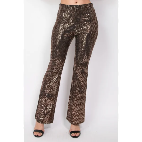 Sequined Fit & Flare Midrise Pants